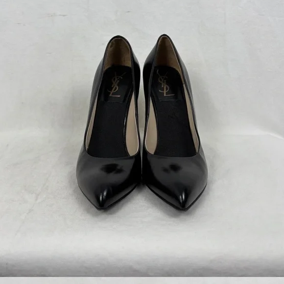 YSL Charlotte Court Shoe Wood Heel 105 Pump FW 2007 Runway Black Leather Pilati - Picture 2 of 14